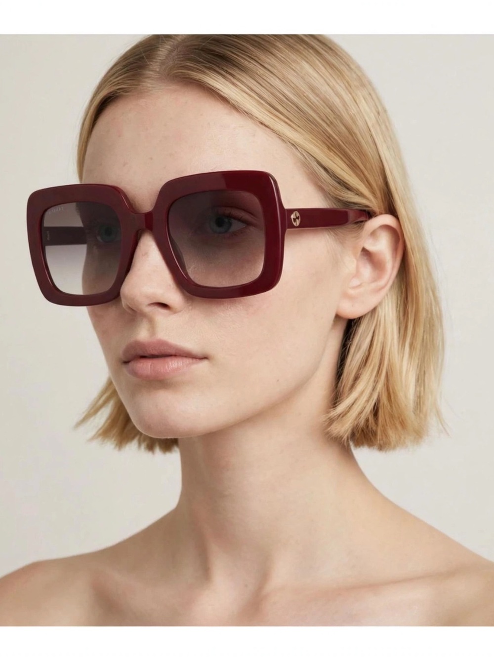 Gucci Burgundy Square Oversized Sunglasses